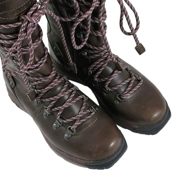 Merrell Nicolette Boots Polartec Brown Waterproof Leather Zip Up Faux Fur Size 6 - Picture 3 of 14